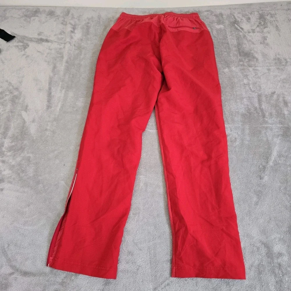 Adidas Pants Mens Small Red Track Pants Windbreaker Side Zipper Activewear Sport